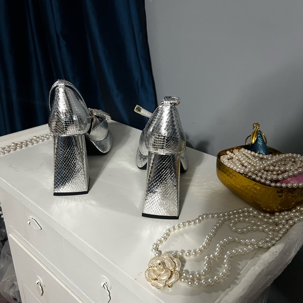 Silver Platform Heels - image 5